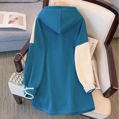 Vintage Persimmon Plush Hooded Sweatshirt Dress