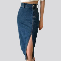 Medium-wash denim skirt for women