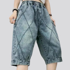 Sanded baggy jeans shorts for ladies