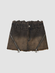 "Binary Gradient" Dirty Washed Short Jeans Pants