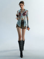 "Gagosian" Printed Stretch Mesh Shirt