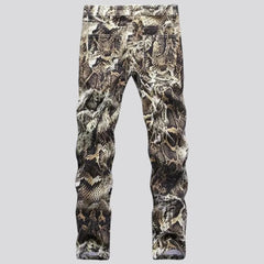 Men's snake-skin-print jeans