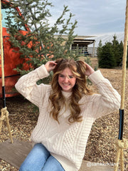 Solid Color Woven Pattern Knit Sweater