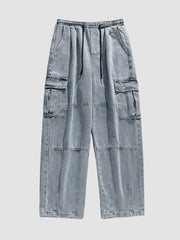 Retro Japanese Three-Dimensional Cargo Jeans