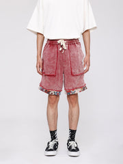 Tribe Culture Pattern Denim Washed Shorts
