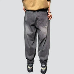 Baggy sanded jean pants for women