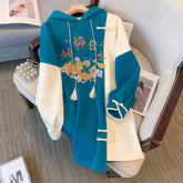 Vintage Persimmon Plush Hooded Sweatshirt Dress