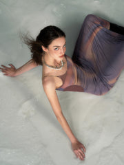 City Island Diary Off-Shoulder Suspender Dress