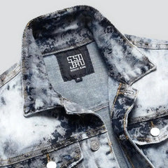 Bleached acid-wash men's jean jacket