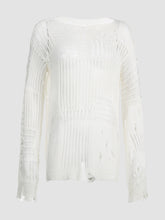 Hollow Woolen Round Neck Long-Sleeved Top