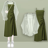 Chic Cardigan Backless Suspender Dress