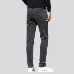 High-waist dark men's grey jeans