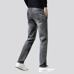 High-waist men's grey jeans