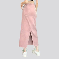 High-waist long jean skirt for ladies
