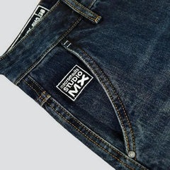 Whiskered dark-wash jeans for men