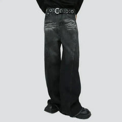 Mid-waist raw-hem jeans for men