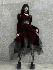 Red Velvet Gothic Style Dress