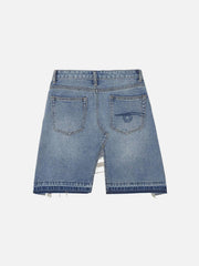Hole Distressed Slim Fit Denim Shorts