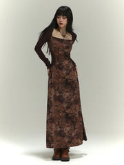 Original Chinese Style Maillard Long-Sleeved Dress