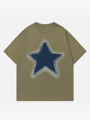 Embroidery Denim Star Tee