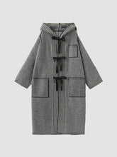 Long Gray Knitted Hooded Cardigan Coat