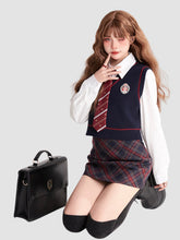 College Knitted Vest Shirt Skirt Suit