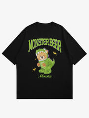 Cartoon Dinosaur Bear Print Tee