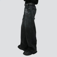 Mid-waist raw-hem jeans for men