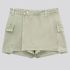 Mini cargo denim skort for ladies