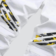 Bright print bands mid-waist jeans