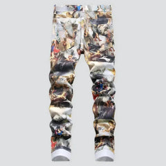 Mid-waist men's denim pants