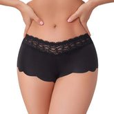 1pcs Mid Waist Black Sexy Lace Women Boyshorts Breathable Comfortable Lady Briefs