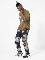 American Street Dark Bones Washed Old Heavyweight Short-sleeved T-shirt