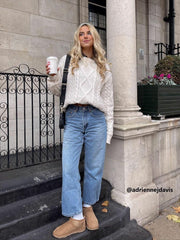 Solid Color Woven Pattern Knit Sweater