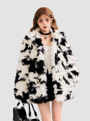 Black & White Plush Fur Coat