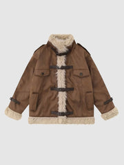 Retro One-Piece Wool Winter Fur Lamp Coat