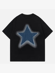 Embroidery Denim Star Tee