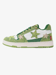 Starry Glide Patchwork Avocado Green Star Skate Shoes