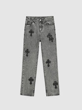 Retro Gothic Cross Pastel Trousers Loose Jeans