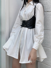 Waistband White Shirt Dress