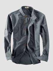 Japanese Linen Stand Collar Shirt