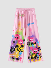 Pink Oversized Hooded Sweatshirt Pants Suit