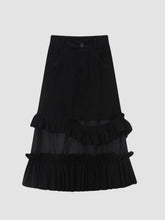 Black Corduroy Mid Length Skirt
