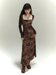 Original Chinese Style Maillard Long-Sleeved Dress