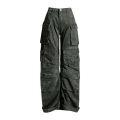 Boho style roomy pockets women's denim pants