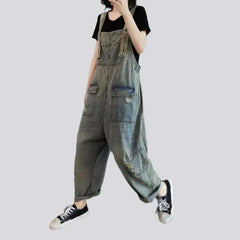 Ripped retro women's jean overall