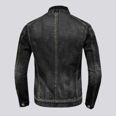 Biker black jeans jacket for men