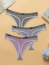 3-piece set of multi-color solid color letter with Thong