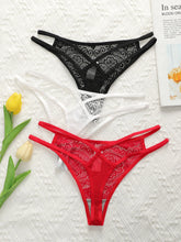 3-piece set of multi-color women's sexy embroidered lace Thong