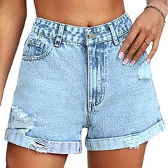 Straight jeans shorts for women